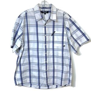 Ecko Unltd Blue White Plaid Short Sleeve Button Up Shirt Men’s Size Large